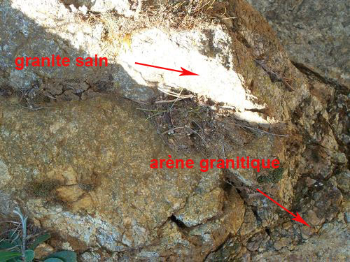 Affleurement de granite légendé