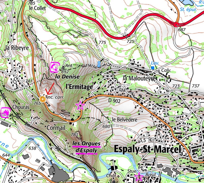 Localisation de l'ancienne carrière du Mont-Denise