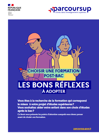 Première de couverture de la brochure "Choisir une formation post-bac, les bons réflexes à adopter" 2025